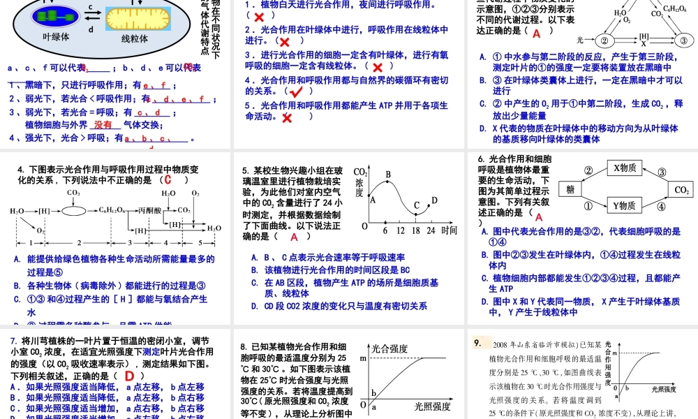 光合与呼吸典型高考题分析.ppt