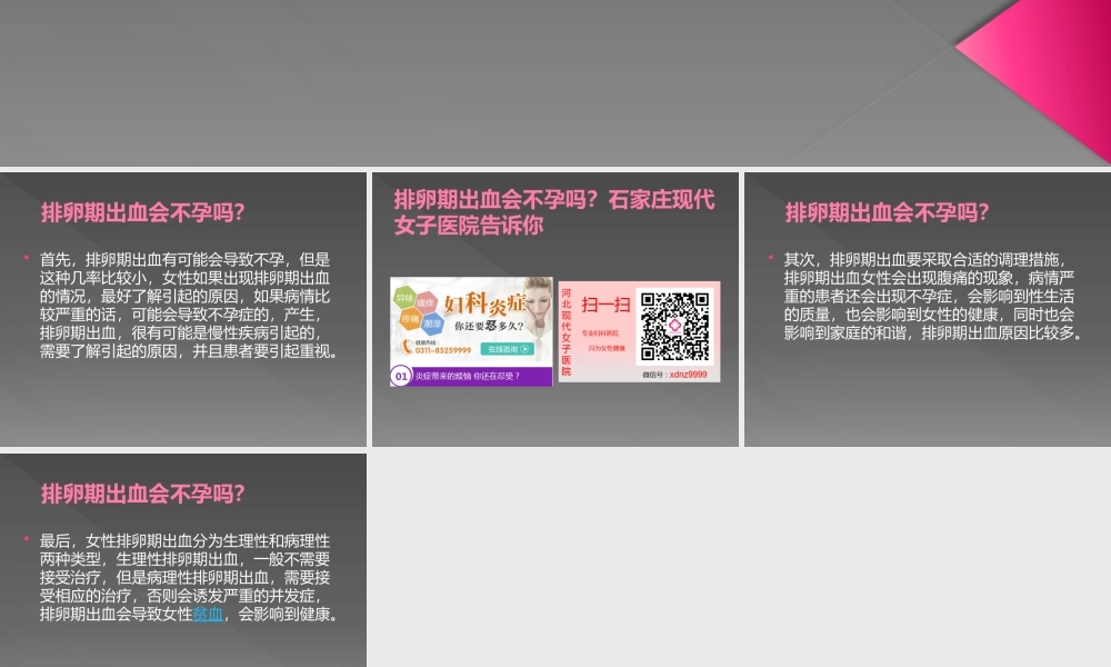 排卵期出血会不孕吗？石家庄现代女子医院告诉你.pptx
