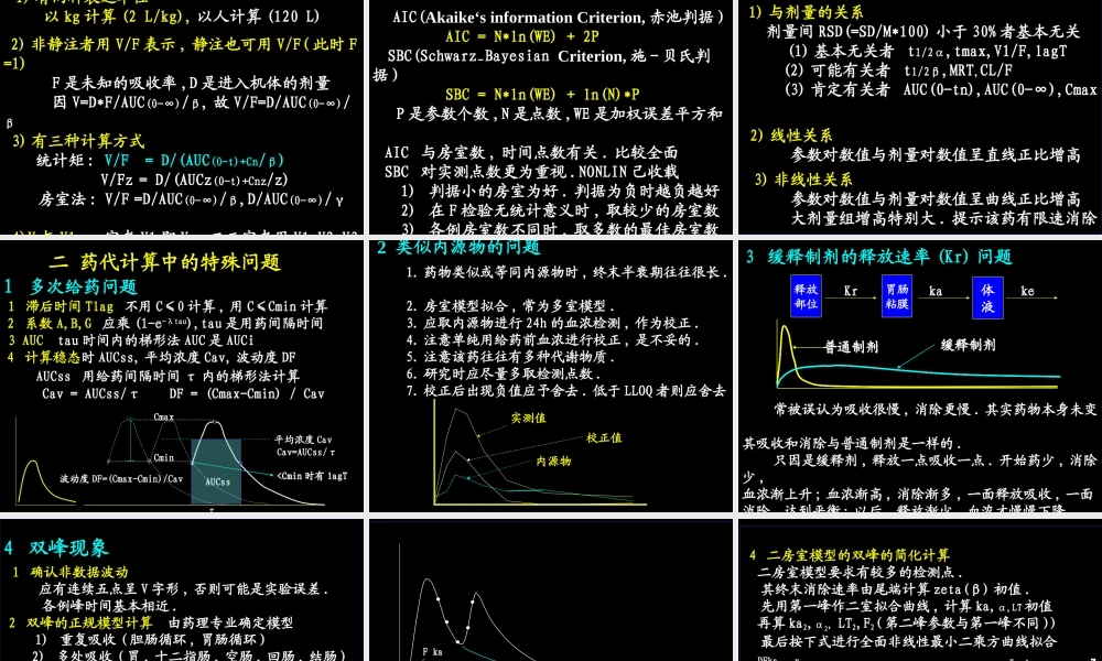 药代动力学参数的计算问题--孙瑞元.ppt