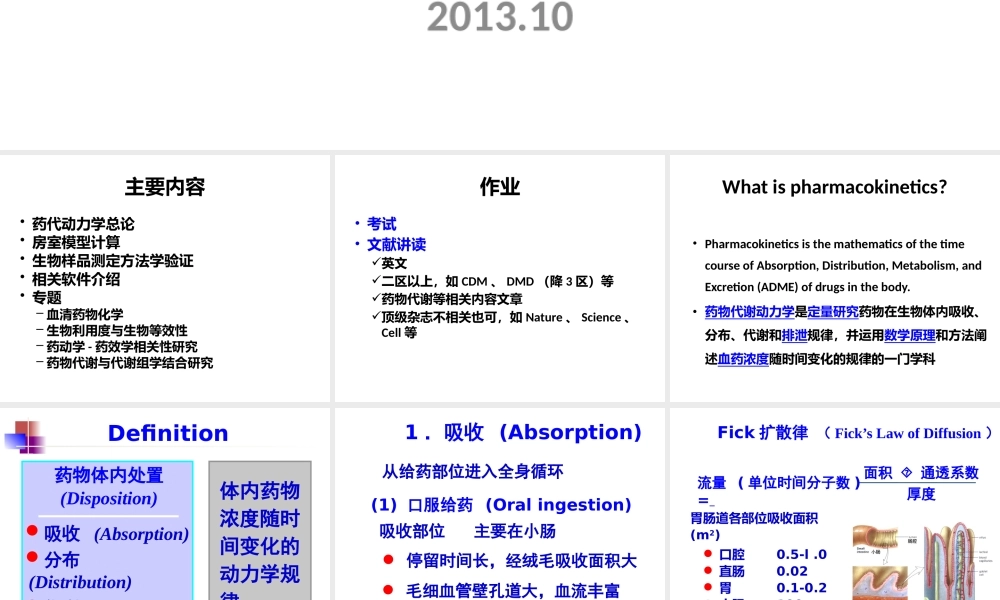 药代动力学总论.pptx