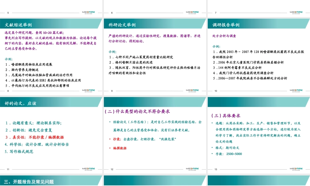 药学专业毕业论文指导--开题前指导.ppt