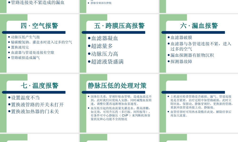 血液滤过常见的报警原因及处理方法剖析.ppt