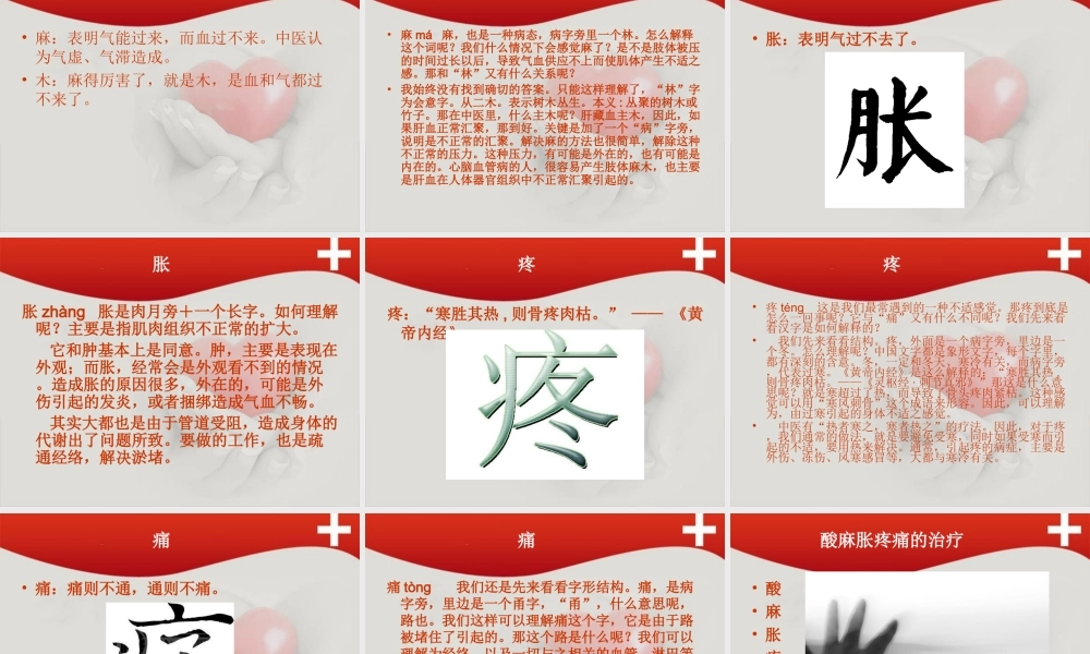 酸麻胀痛的原因.ppt