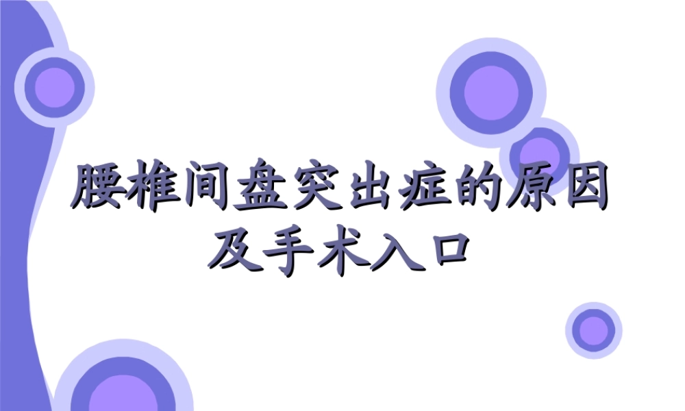 腰椎间盘突出症的原因与手术入口(1).ppt