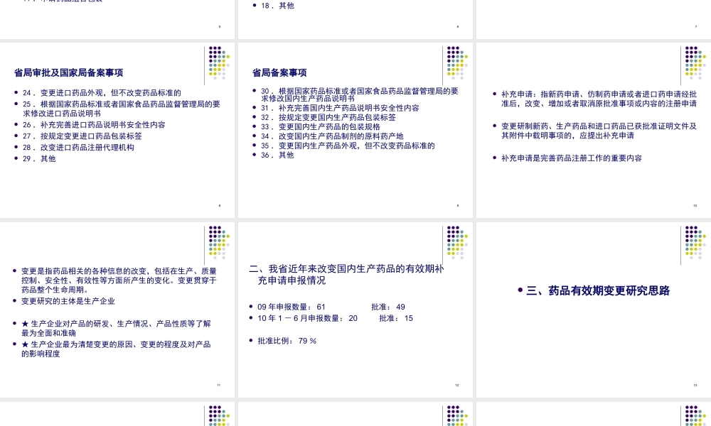 药品有效期变更研究与问题分析--主讲人：谢纪珍2010[1][1].08山东.ppt