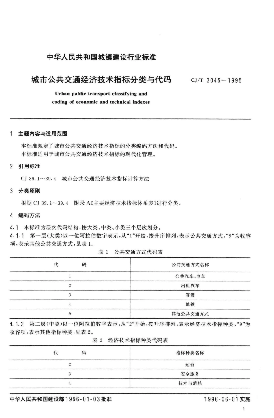 T3045-95：城市公共交通经济技术指标分类与代码.pdf_第2页