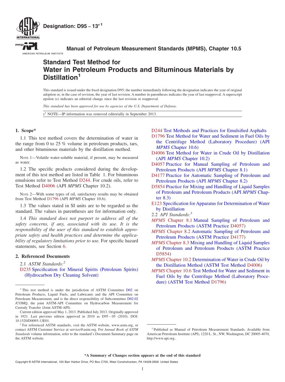 ASTM_D_95_-_13e1.pdf_第1页