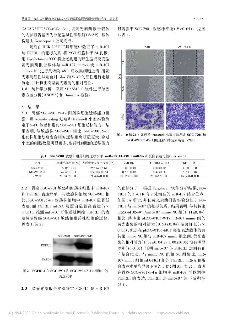 miR-107靶向FGFR...T通路抑制胃癌耐药细胞迁移_蒋露.pdf_第3页