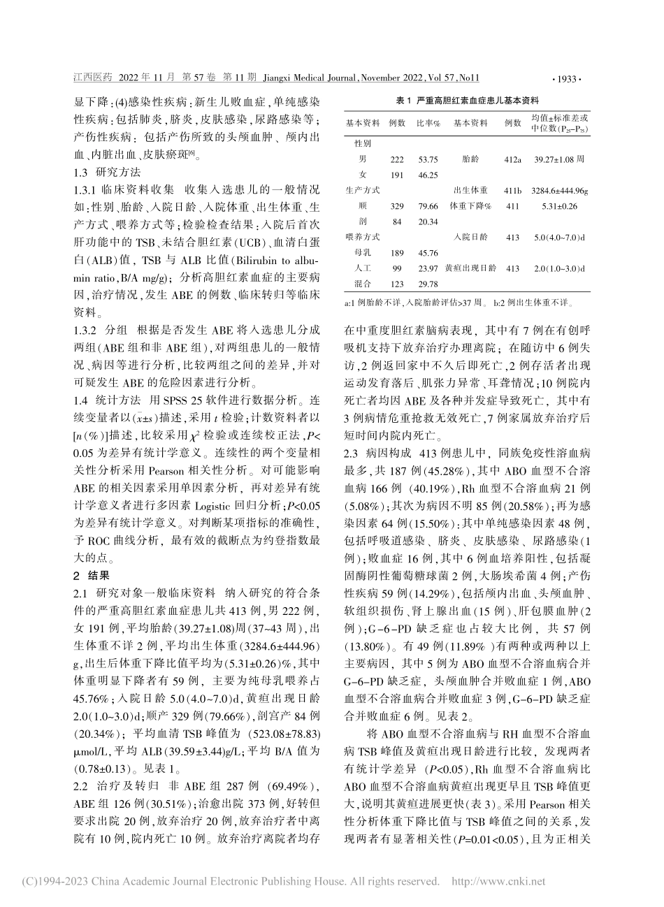 413例足月新生儿严重高胆红素血症的临床分析_晁小云.pdf_第2页