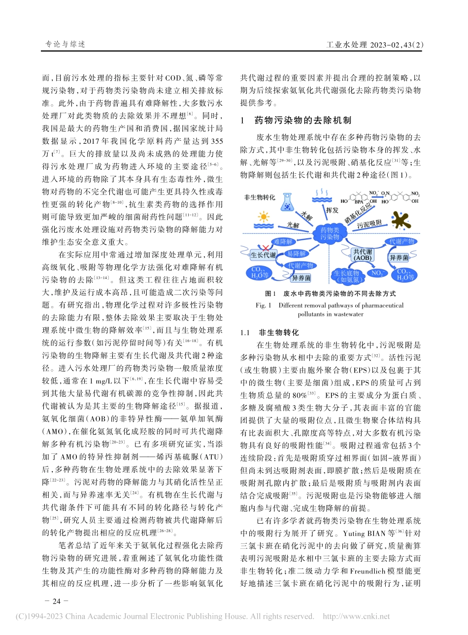 氨氧化共代谢强化去除药物类污染物研究进展_许怀浩.pdf_第2页