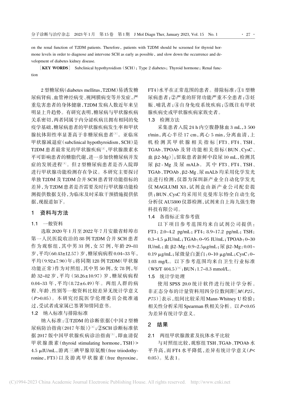 T2DM合并SCH患者肾功能变化研究_白威峰.pdf_第2页