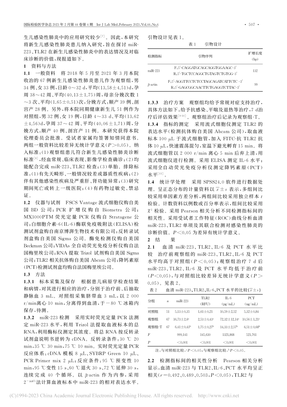 miR-223、TLR2在...染性肺炎治疗中的变化与应用_蒋斐斐.pdf_第2页