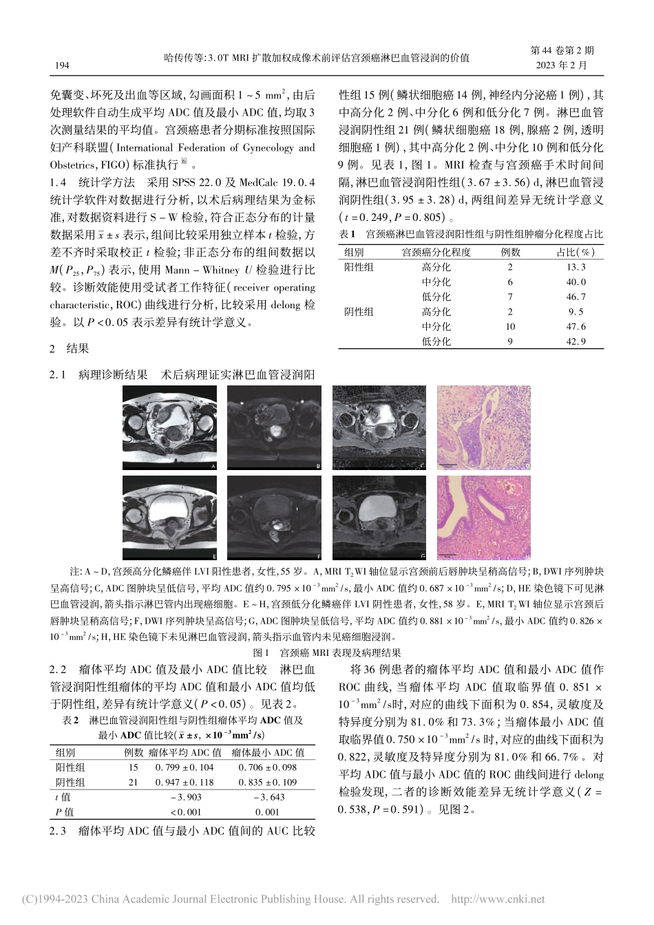 3.0T_MRI扩散加权成...估宫颈癌淋巴血管浸润的价值_哈传传.pdf_第2页