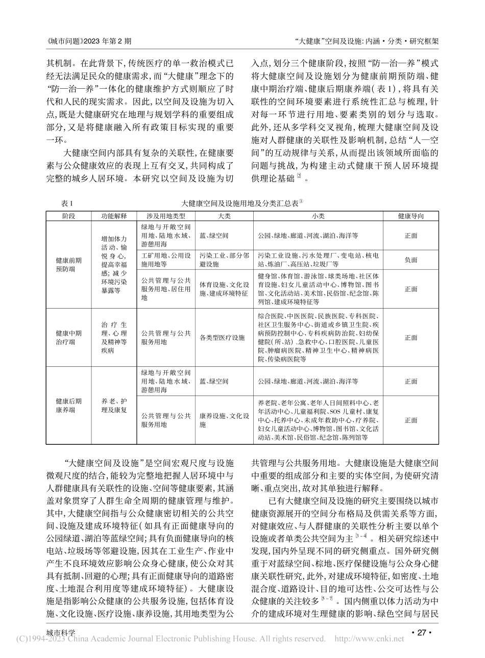 “大健康”空间及设施：内涵·分类·研究框架_魏伟.pdf_第2页