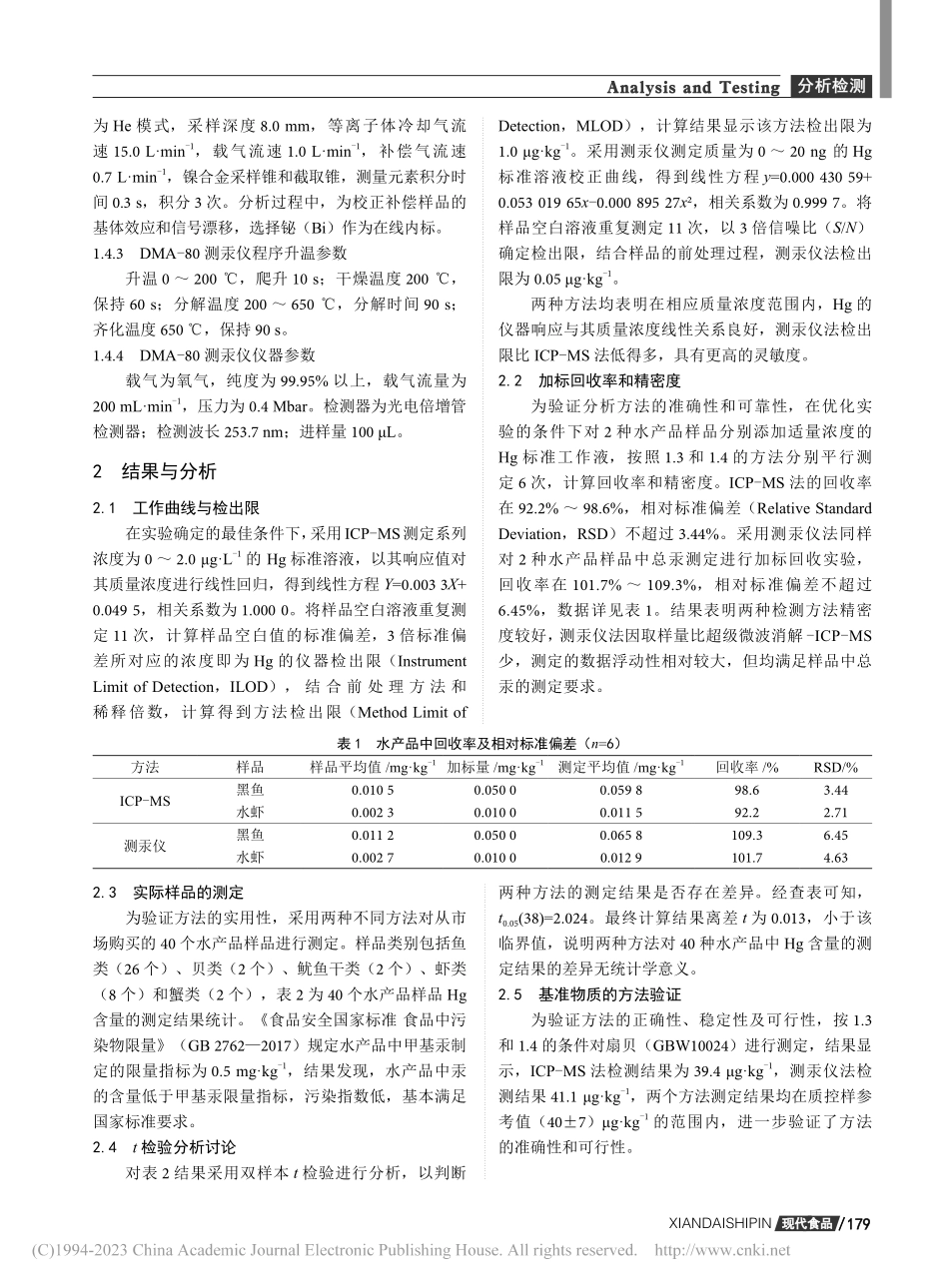 ICP-MS与测汞仪法测定...产品中汞元素含量的对比研究_黄冰洋.pdf_第3页
