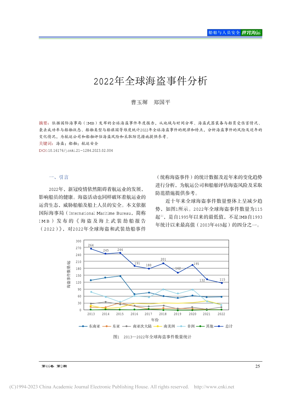 2022年全球海盗事件分析_曹玉墀.pdf_第1页