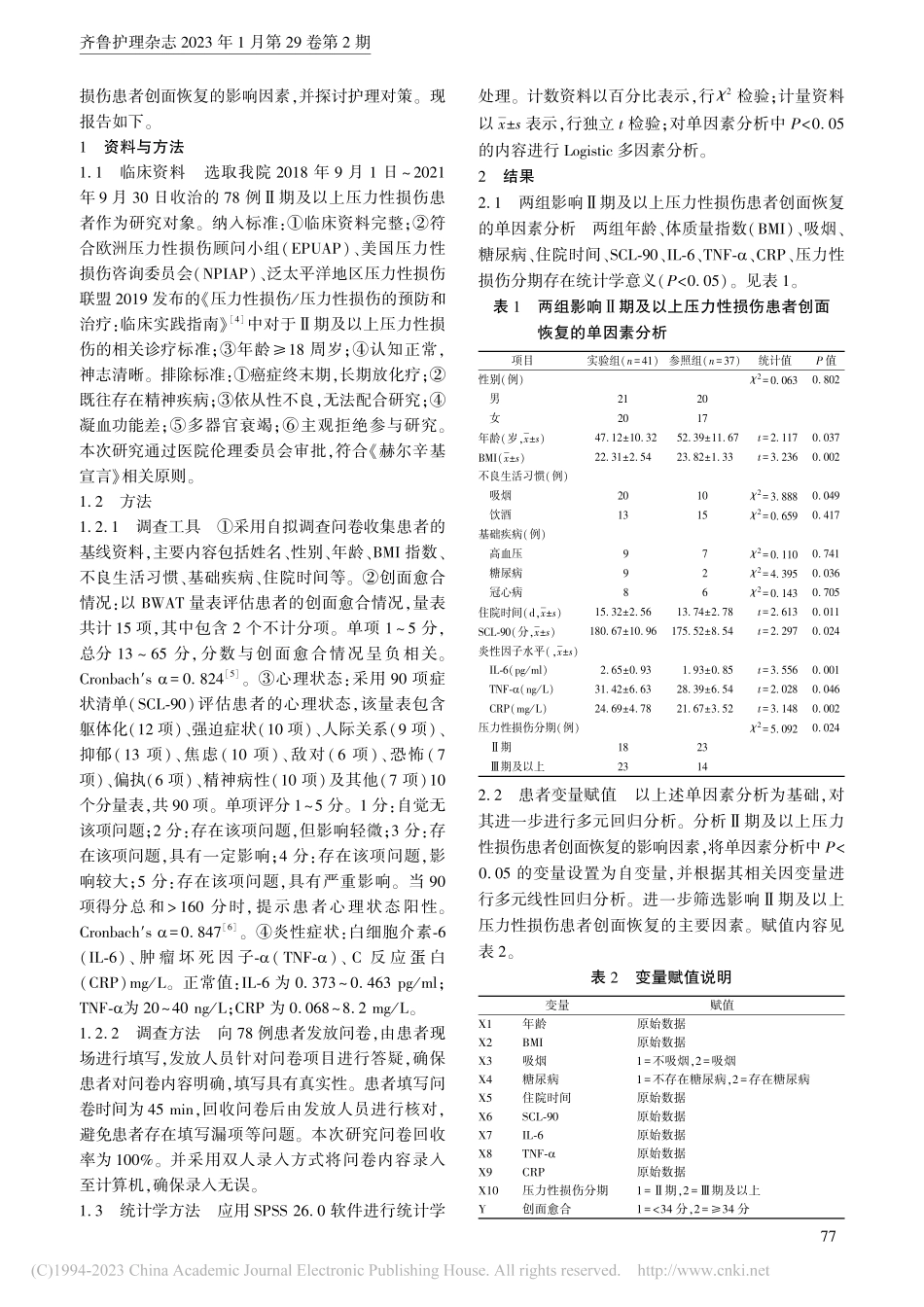 Ⅱ期及以上压力性损伤患者创...复的影响因素分析及护理对策_罗晓花.pdf_第2页