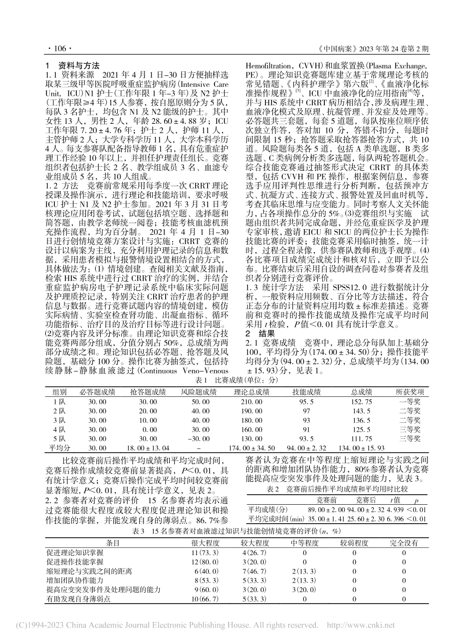 ICU护士血液滤过知识与技能创情境竞赛的实施_于洋.pdf_第2页