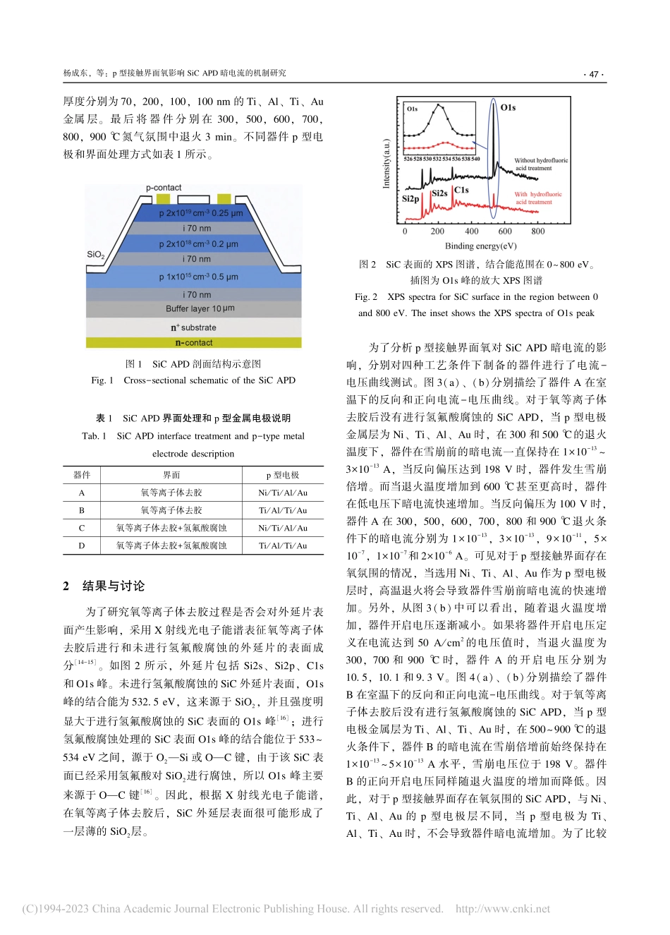 p型接触界面氧影响SiC_APD暗电流的机制研究_杨成东.pdf_第3页