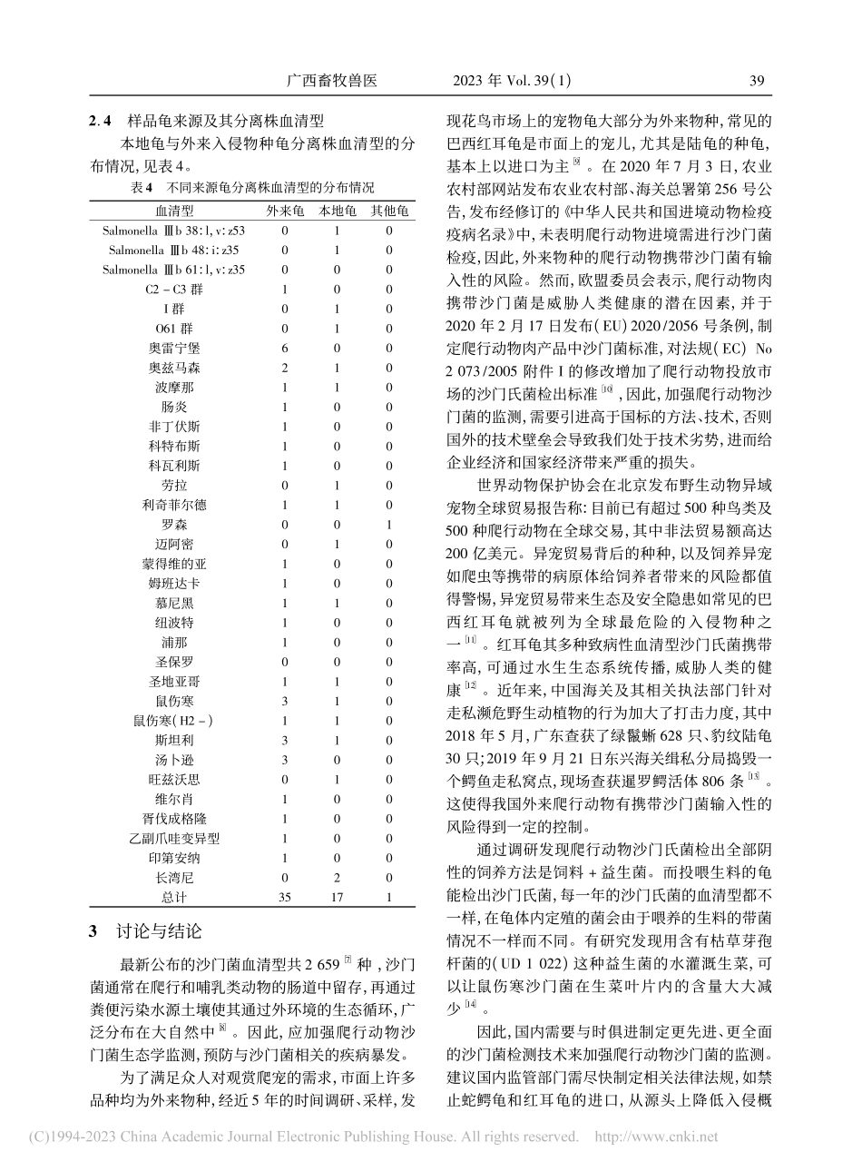 2018年-2022年广西...行动物沙门菌血清型分布分析_顾桂敏.pdf_第3页