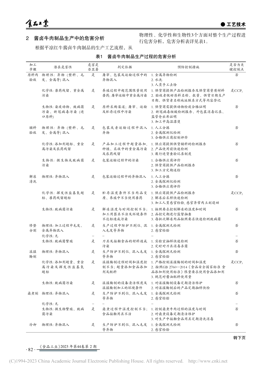 HACCP体系在平凉酱卤牛肉制品生产过程中的应用_张红妮.pdf_第2页
