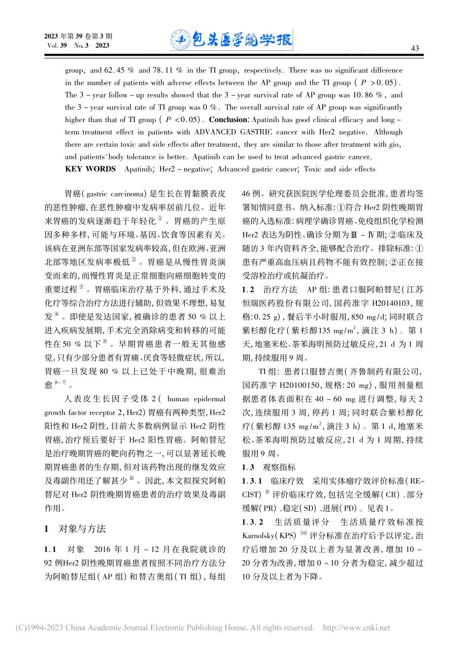 阿帕替尼对Her2阴性晚期...者的治疗效果及毒副作用分析_牛顺海.pdf_第2页