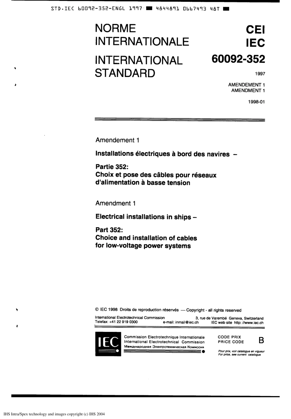 IEC_60092-352_Choice__Installation_of_Cables_for_Low_Voltage_Power__LVo0L7v.pdf_第1页