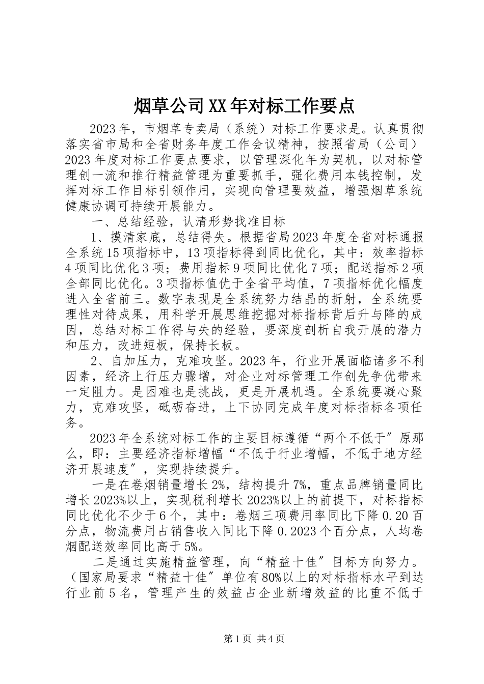 2023年烟草公司对标工作要点.docx_第1页