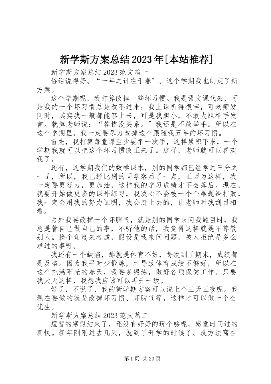 2023年新学斯计划总结本站推荐.docx_第1页