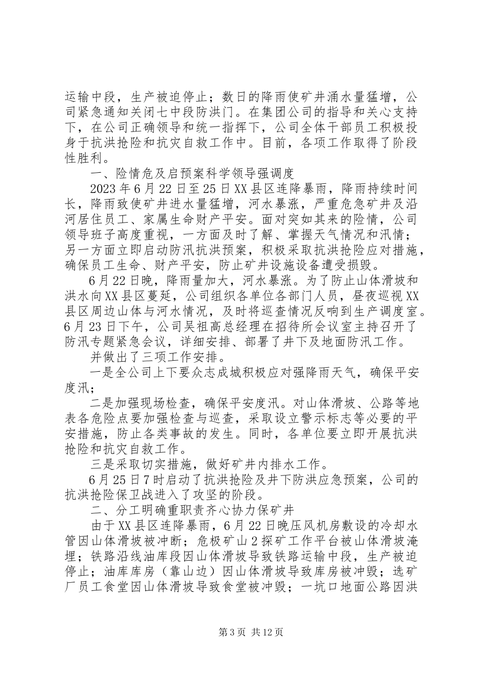2023年消防救援支队抗洪抢险工作落实情况汇报.docx_第3页