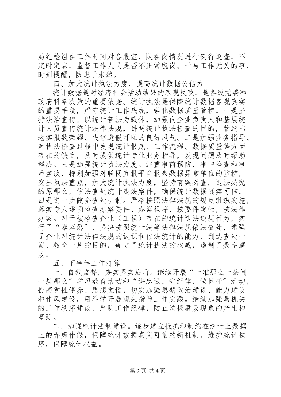2023年统计局上半年纪检监察工作总结及下半年工作打算.docx_第3页
