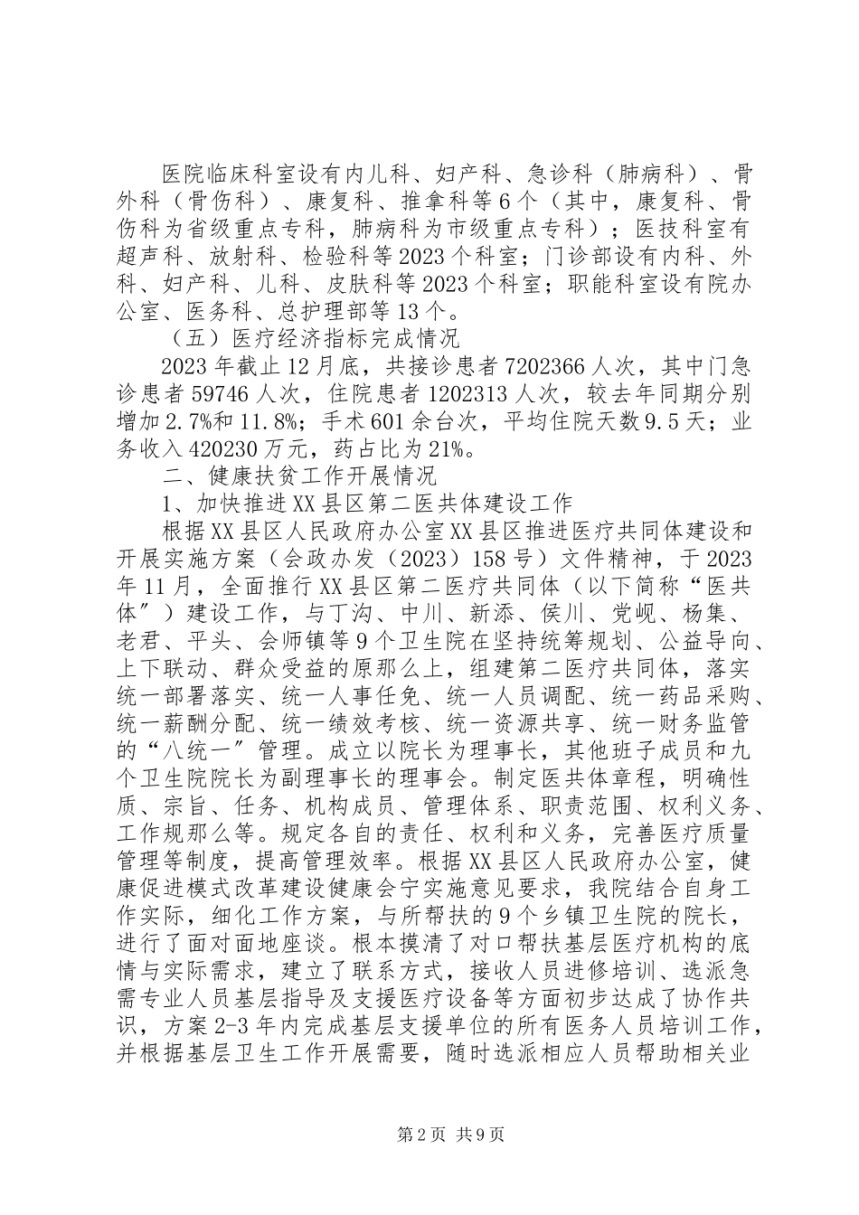 2023年医院各项工作开展情况总结.docx_第2页
