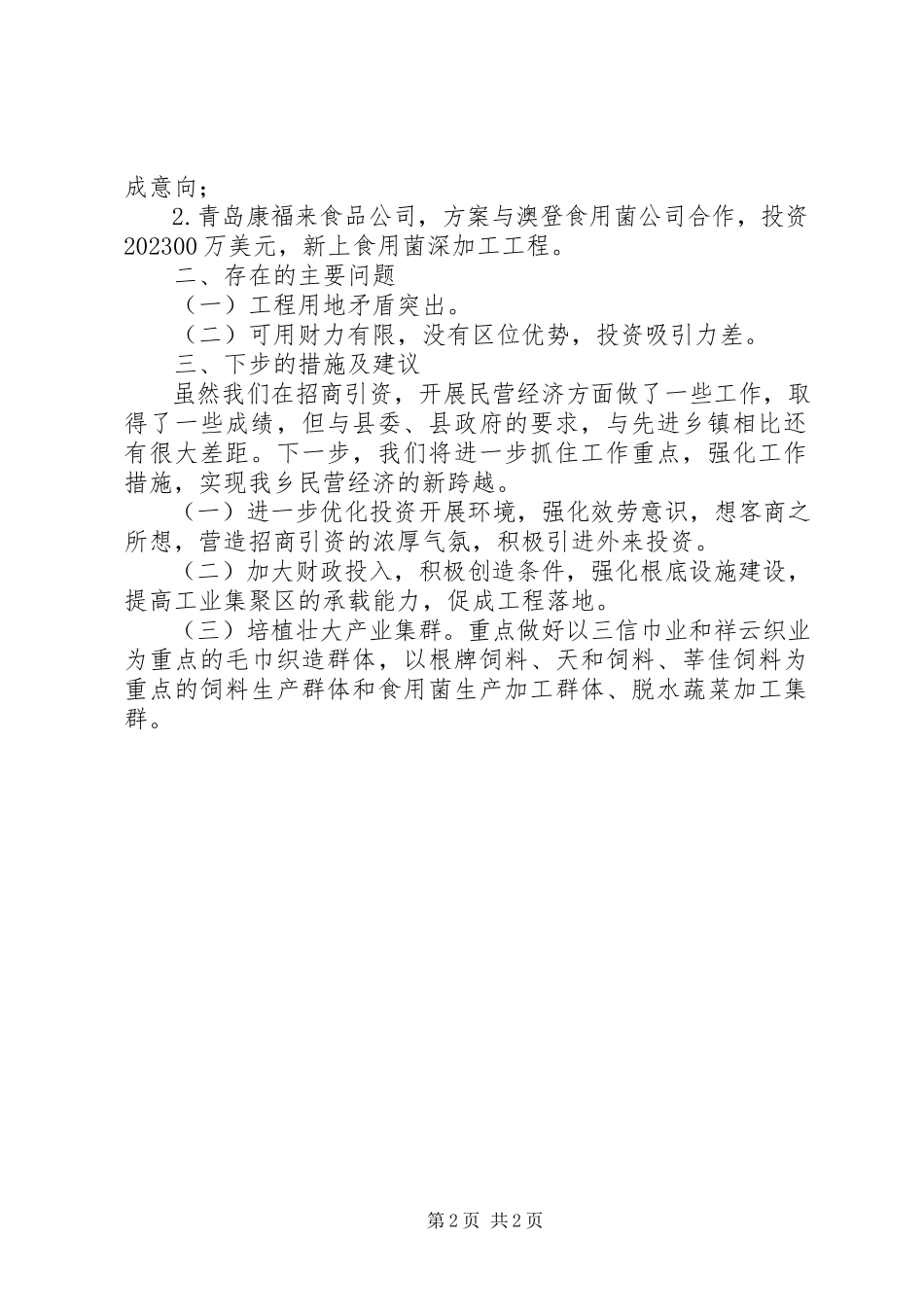 2023年招商引资项目建设民营经济汇报材料.docx_第2页