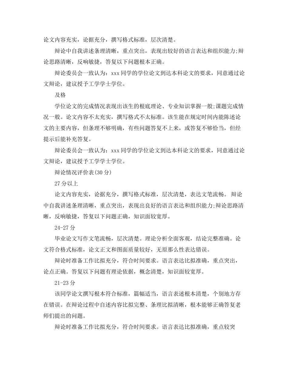 2023年本科毕业论文答辩评语大全.docx_第3页