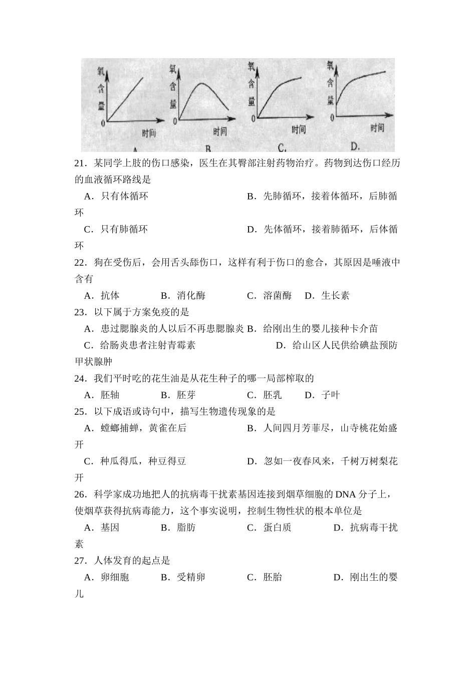 2023年滨州市学业水平测试初中生物.docx_第3页