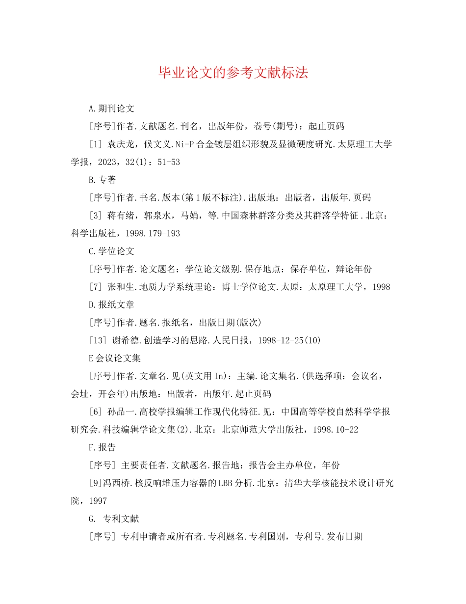 2023年毕业论文的参考文献标法.docx_第1页