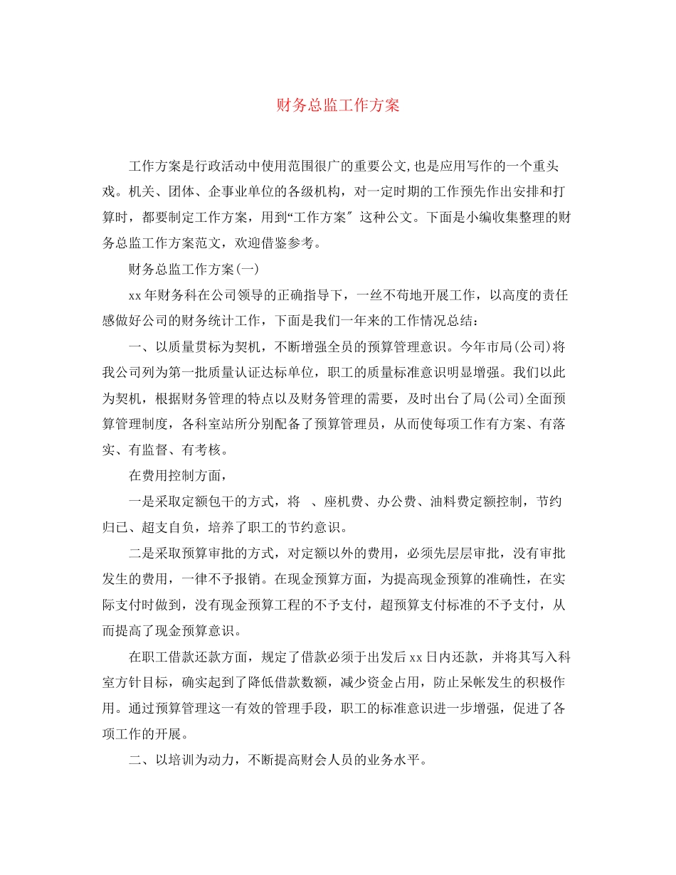 2023年财务总监工作计划范文.docx_第1页