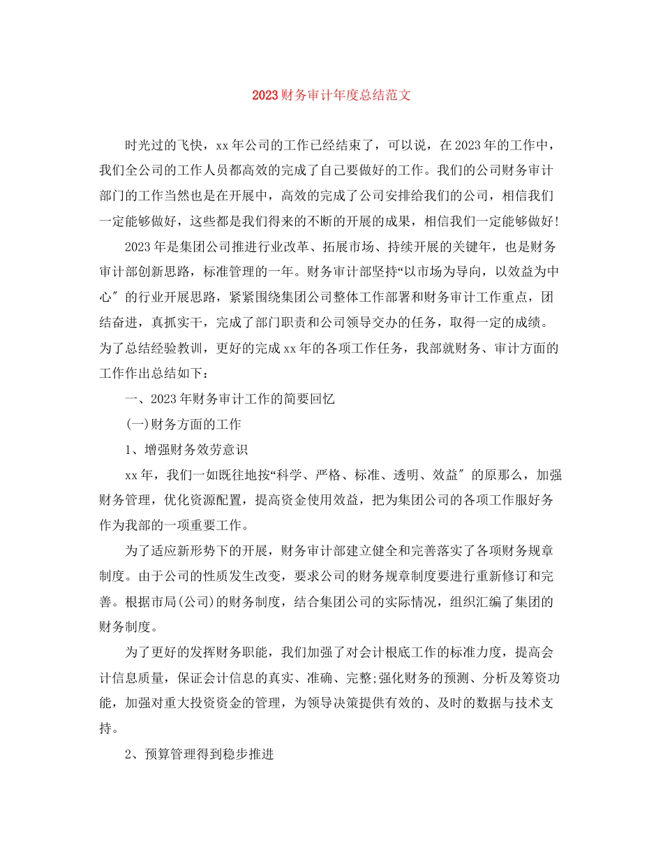 2023年财务审计度总结范文.docx_第1页