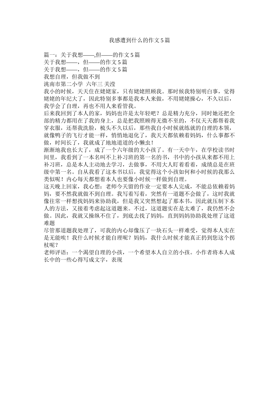 2023年我感受到什么的作文5篇.docx_第1页