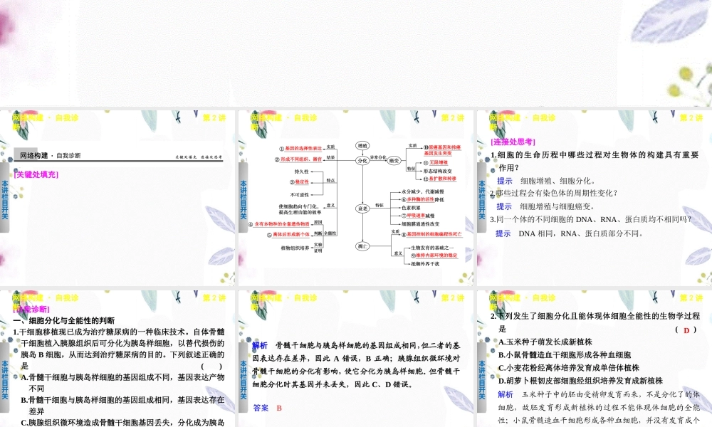 2023年专题三第二讲细胞的分化衰老凋亡和癌变Hooker（教学课件）.ppt