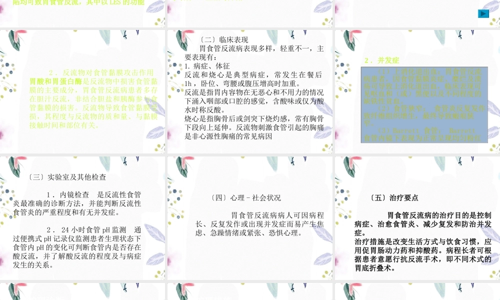 2023年第二节 胃食管反流病病人的护理（教学课件）.ppt