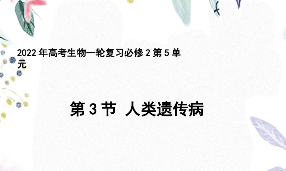 2023年高考一轮复习人类遗传病（教学课件）.ppt