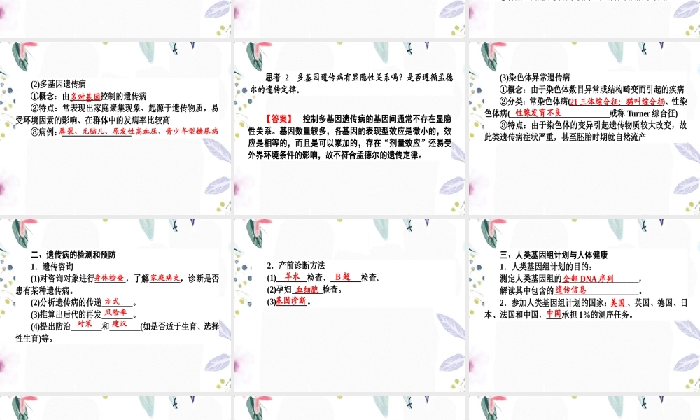 2023年高考一轮复习人类遗传病（教学课件）.ppt