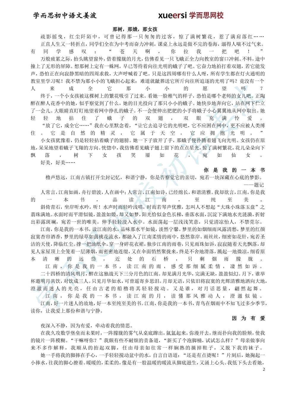 第10讲：【作文3级】作文：感人至深的情感类作文写法作业(1).doc_第2页