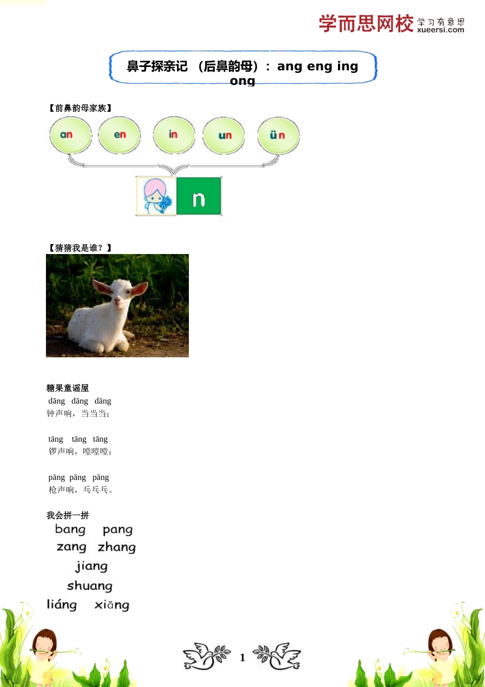 鼻子探亲记 （后鼻韵母）：ang eng ing ong(1).doc_第1页