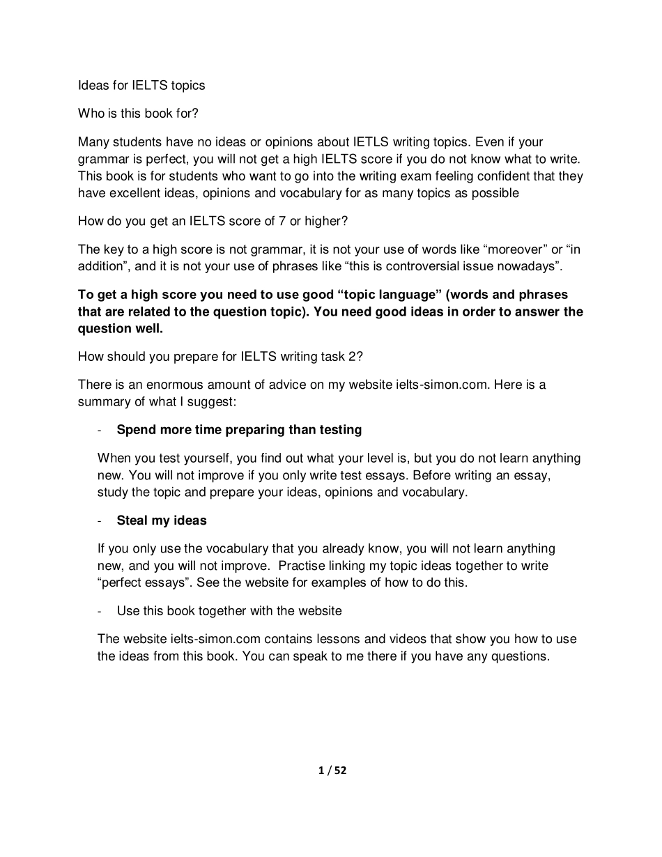 Ideas for IELTS topics（Simon的写作素材）.pdf_第1页
