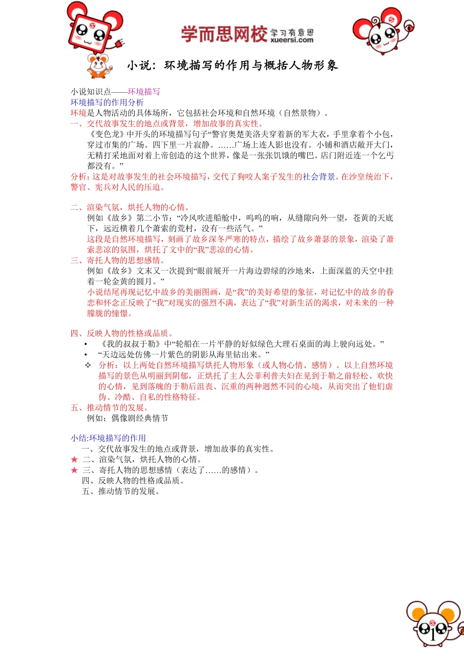 小说：环境描写的作用与概括人物形象.pdf_第1页