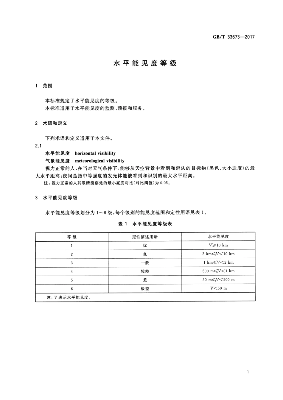 GB∕T 33673-2017 水平能见度等级.pdf_第3页