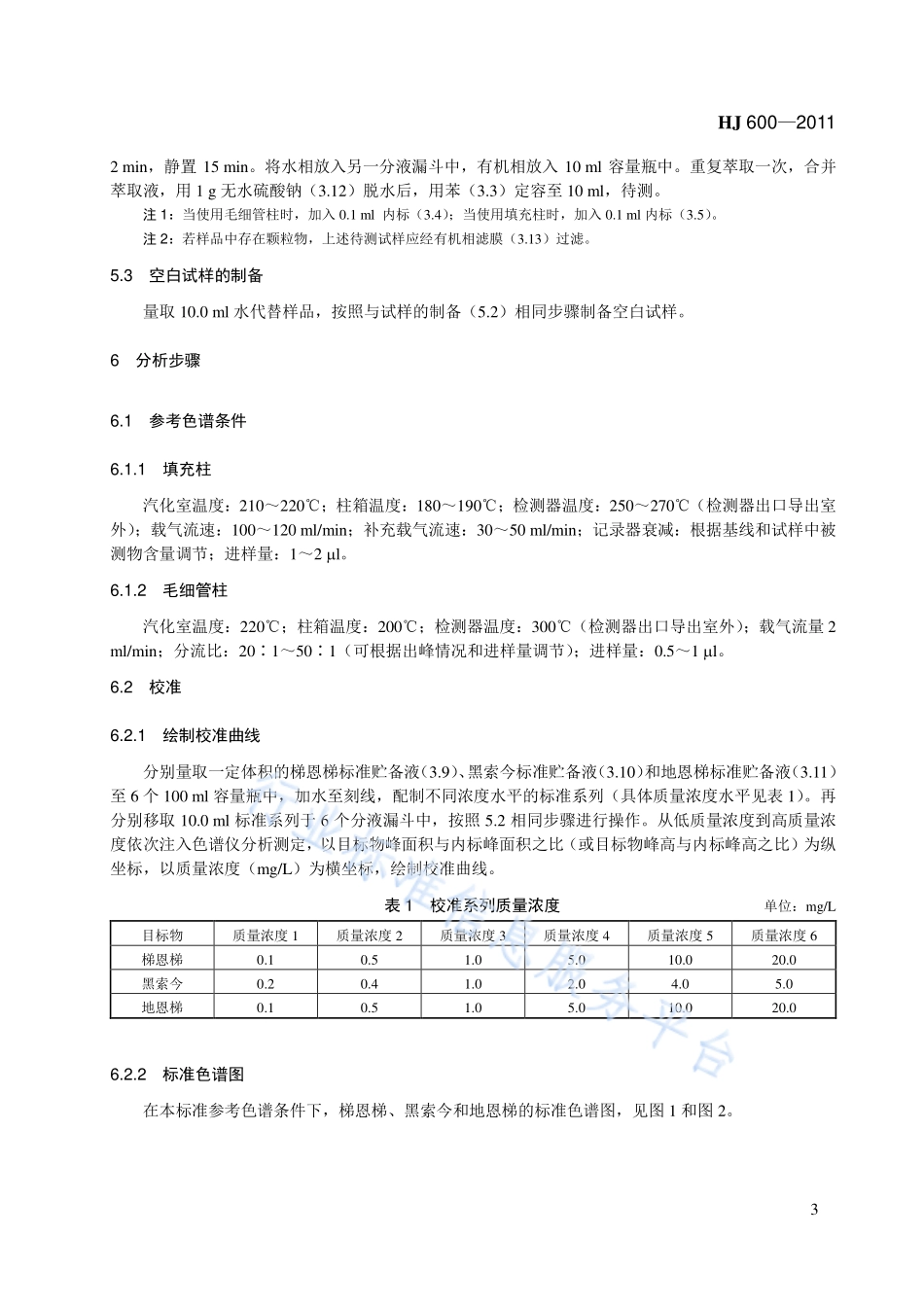 HJ 600-2011 水质 梯恩梯、黑索今、地恩梯的测定 气相色谱法.pdf_第3页