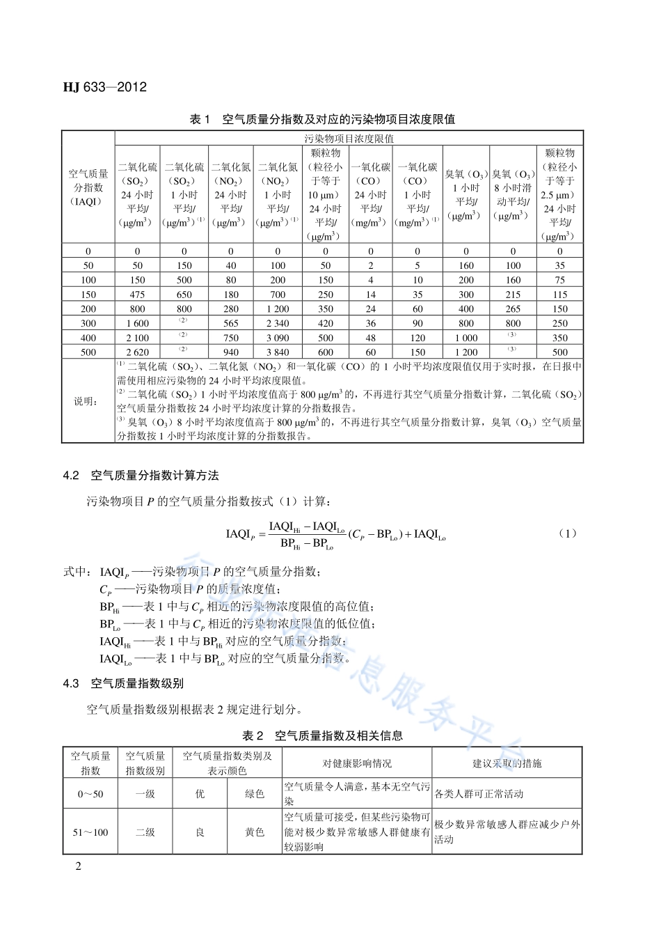 HJ 633-2012 环境空气质量指数（AQI）技术规定（试行）.pdf_第2页